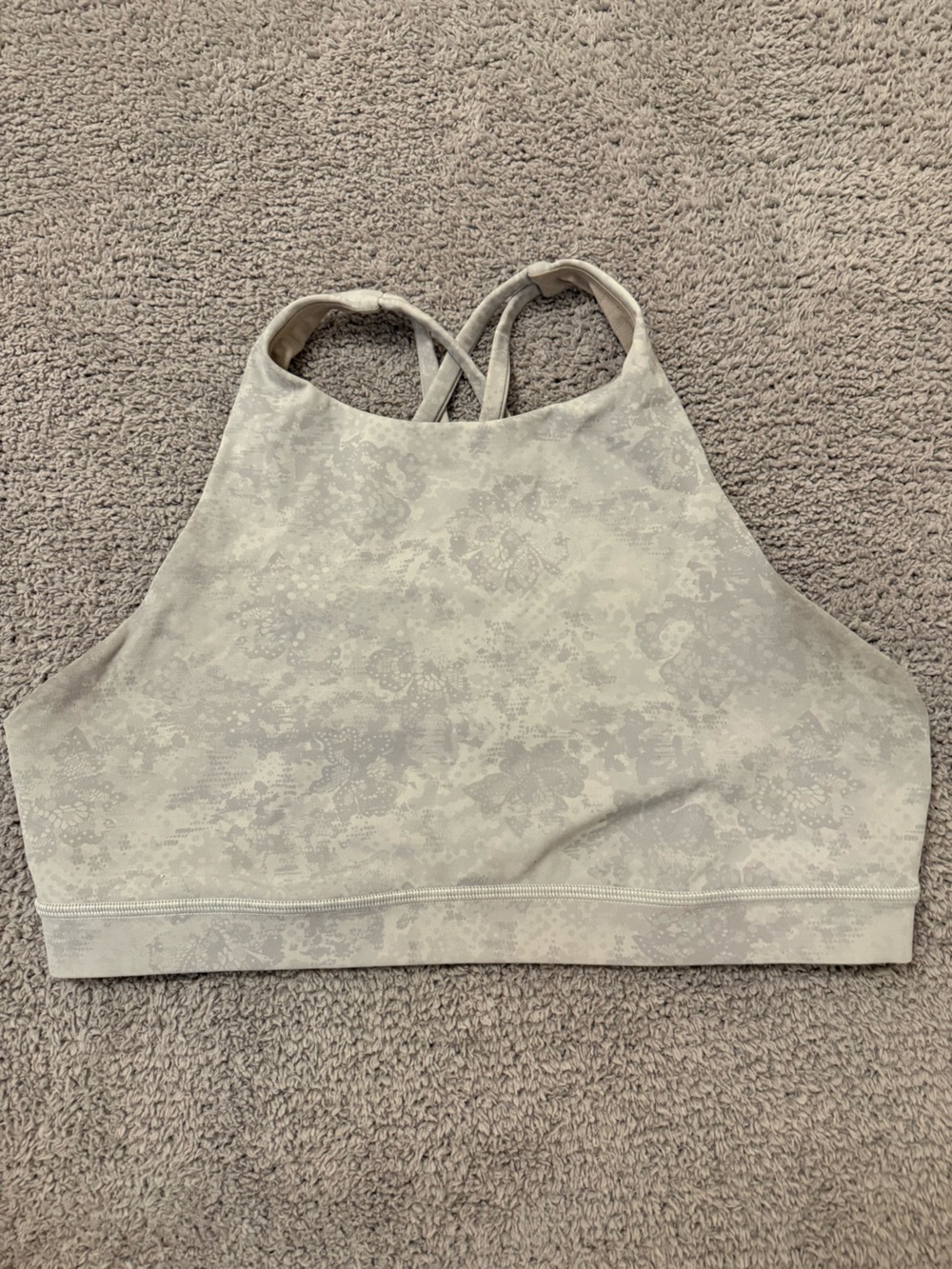 lululemon athletica light gray sports bra halter top - size 10